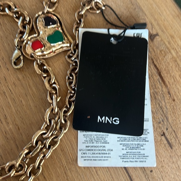 Mango Women Cinturon 650hearts Decorative Chain Belt Gold Toned Size Medium 85 - Picture 4 of 7